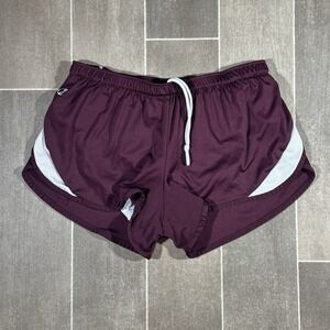 Holloway Womens‎ Maroon Running Shorts White Mesh Trim Drawstring Size Small